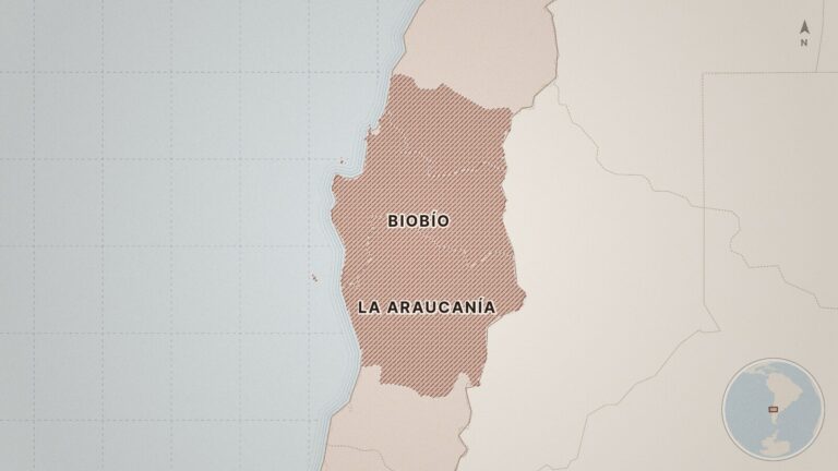 Mapa: Biobío, La Araucanía, Ñuble, Chile