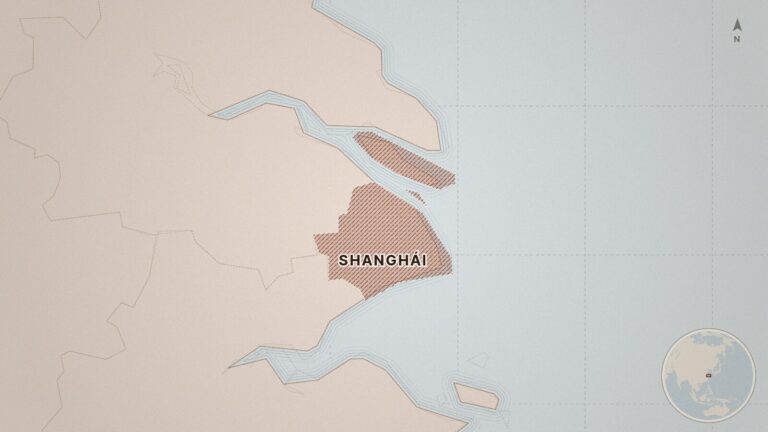 Mapa: Shanghái, China, Irán, Rusia