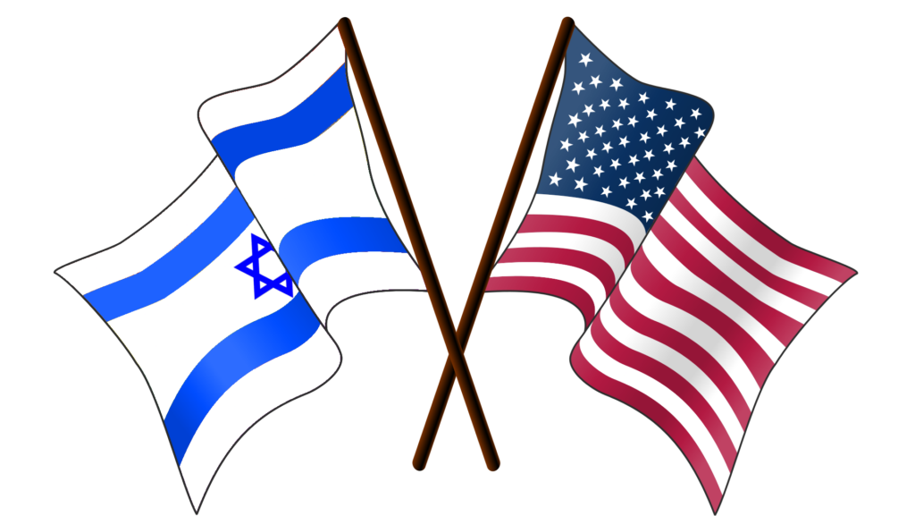 Banderas de Israel y Estados Unidos cruzadas.