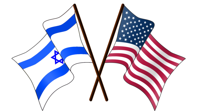 Banderas de Israel y Estados Unidos cruzadas.