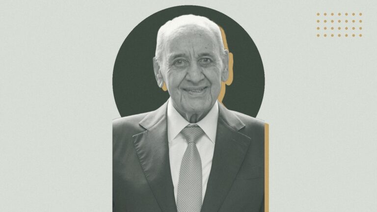 Ilustración con Nabih Berri