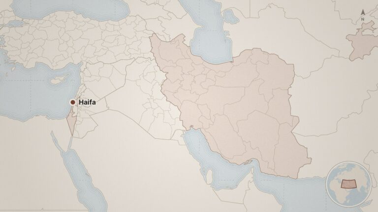 Mapa: Haifa, Israel, Irán, Tayikistán