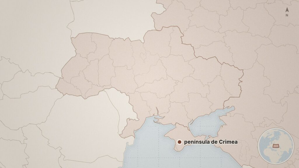 Mapa: península de Crimea, Rusia, Ucrania