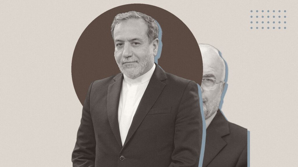Ilustración con Abbas Araghchi y Mohammad Bagher Ghalibaf