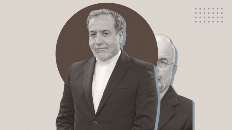 Ilustración con Abbas Araghchi y Mohammad Bagher Ghalibaf