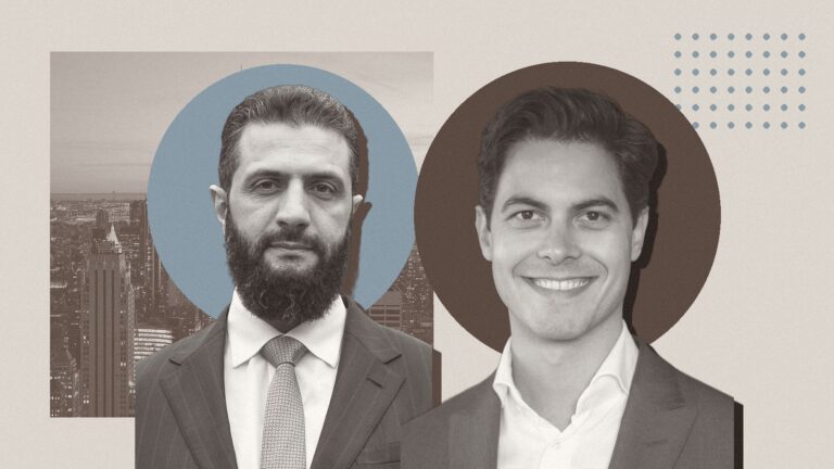 Ilustración con Ahmad al-Sharaa y Rob Jetten
