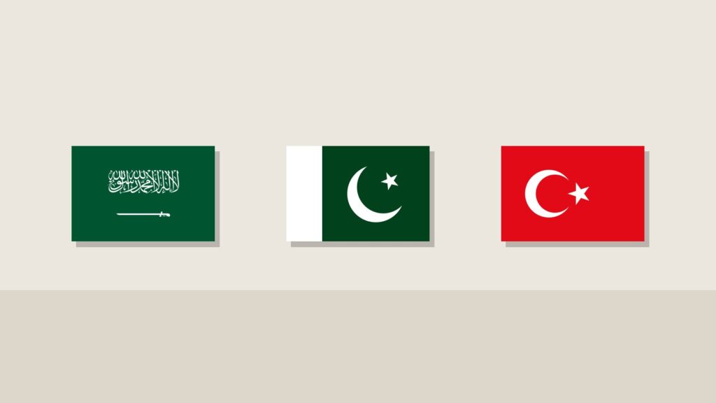 Banderas de Arabia Saudí, Pakistán, Turquía