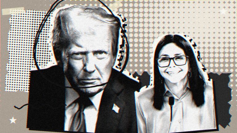 Ilustración con Donald Trump y Delcy Rodríguez