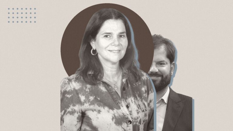 Ilustración con Ximena Ossandón y Gabriel Boric