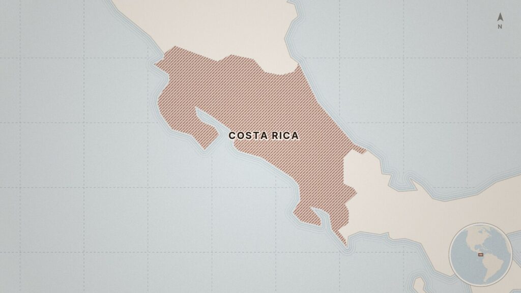 Mapa: Costa Rica, Bolivia, Ecuador, Paraguay