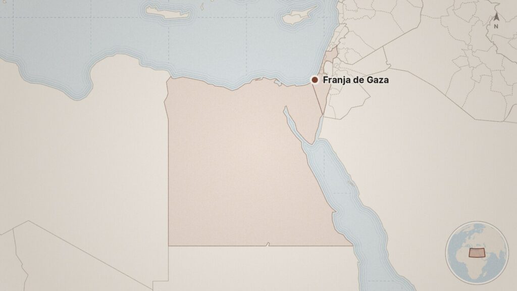 Mapa: Franja de Gaza, Egipto, Israel