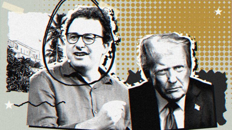Ilustración con Dario Amodei y Donald Trump