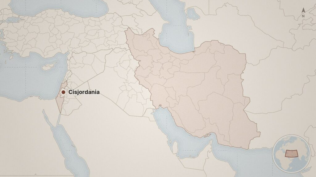 Mapa: Cisjordania, Irán, Reino Unido, Israel