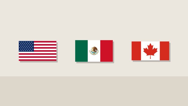 Banderas de Estados Unidos, México, Canadá